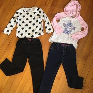 Little girl 2 jeans to long sleeve shirts